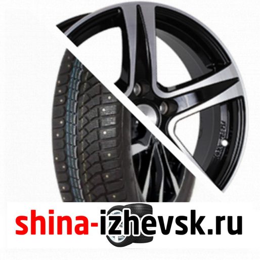 Колесо в сборе Viatti Brina Nordico (V-522) 195/65 R15 T 91 + СКАД Sakura 6.5xR15 5×114.3 ET43 DIA67.1 Черный глянцевый с полированной лицевой поверхностью в Ижевске